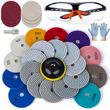 4 Inch Diamond Granite Polishing Pads Kit 5 8'' 11 Backer Pad Marble Concrete Quartz Stone Tile VISCOO 4 Inch Diamond Granite Polishing Pads Kit 5 8'' 11 Backer Pad Marble Concrete Quartz Stone Tile VISCOO