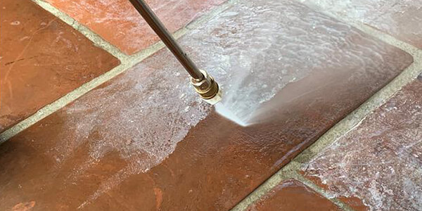 Rinse off the Saltillo Tile Floor Rinse off the Saltillo Tile Floor