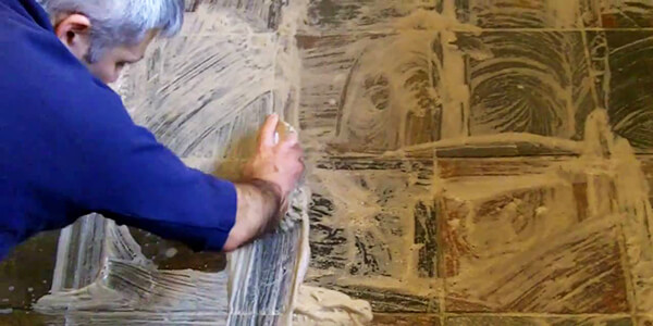 Scrubing the Stain from slate tile floor Scrubing the Stain from slate tile floor