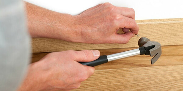 Use hammer for installing baseboards Use hammer for installing baseboards